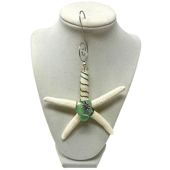 Wire Wrapped Pencil Starfish‎ with Sea Glass Christmas Ornament or Suncatcher - Picture 2 of 4